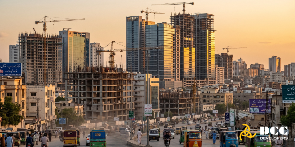 Construction work in paksitan showing real estate growth