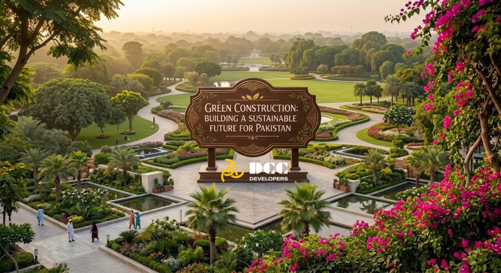 Modern green construction project in Pakistan featuring sustainable building design and energy-efficient architecture