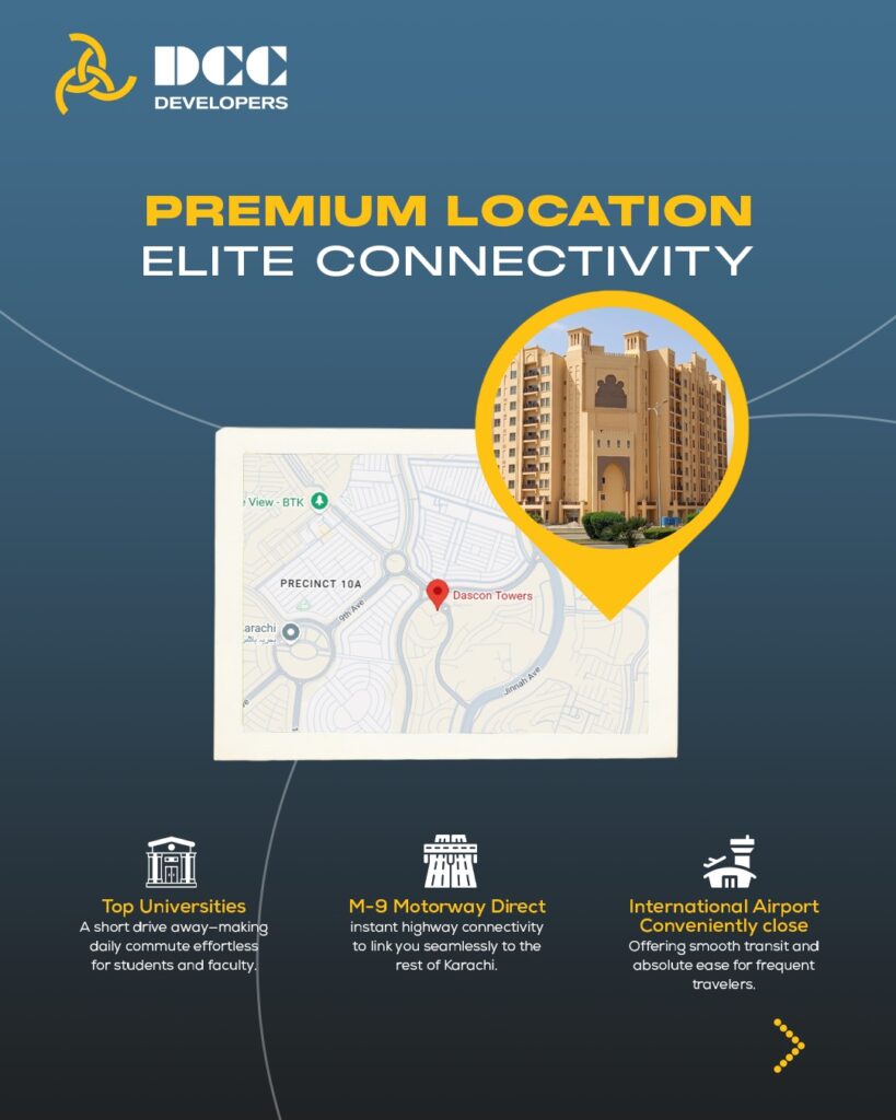 Dascon Towers on Jinnah Avenue in Bahria Town Karachi